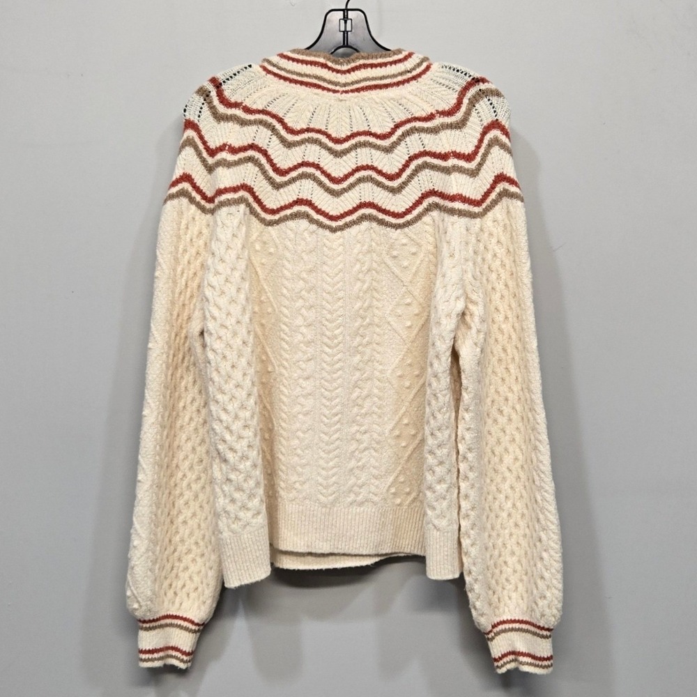 Madewell‎ Pickard Mockneck Sweater XL Retro 70s Chunky Cable 3D Bobble Knit Cozy - Picture 2 of 9
